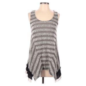 Anthro Mystree Sweater Size S Sleeveless Gray Ruffle Asymmetrical Hem Boho Fairy